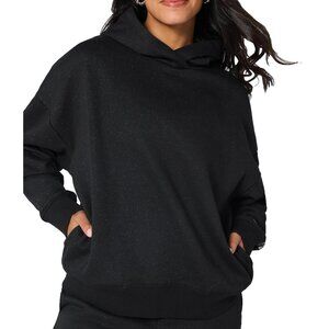 Fabletics Go-To Hoodie Cozy Fleece XL Black Glitter Sparkle With Pockets Sporty